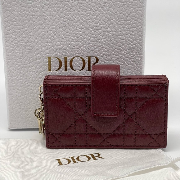 LADY DIOR 5-GUSSET CARD HOLDER ROUGE NEW DUST SHOPPING BAG BOX AUTHENTIC - Picture 2 of 13